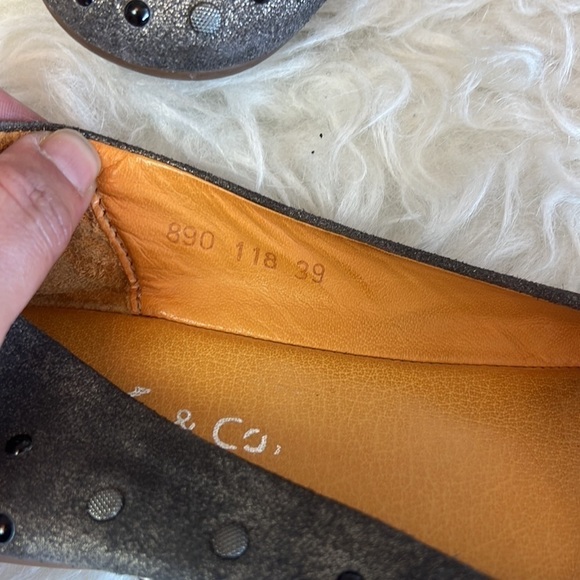 YKX&CO Gray Cloth Studded Round Toe Ballet Flat Size EU 39 - Picture 11 of 13